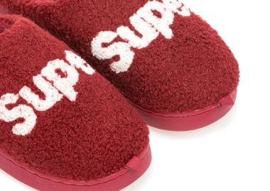 Παντόφλες μπορντό σουέτ με letter print σχέδιο supper ΜΠΟΡΝΤΟ - Tsoukalas - 
