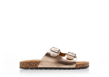 Παντόφλες μπρονζέ δερματίνη με διπλή ρυθμιζόμενη φάσα ΜΠΡΟΝΖΕ - Tsoukalas - 