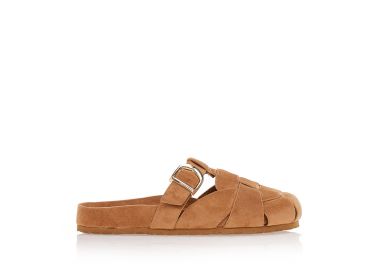 Παντόφλες mules σουέτ κάμελ ΚΑΜΕΛ - Tsoukalas - 
