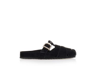 Παντόφλες mules σουέτ μαύρες ΜΑΥΡΟ - Tsoukalas - 