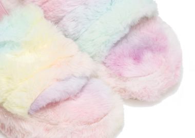 Παντόφλες πολύχρωμες γούνινες με λάστιχο ΠΟΛΥΧΡΩΜΟ - Tsoukalas - 