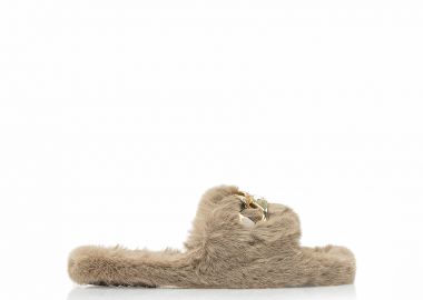 Παντόφλες πούρο γούνινες χιαστί με αλυσίδα ΠΟΥΡΟ - Tsoukalas - 