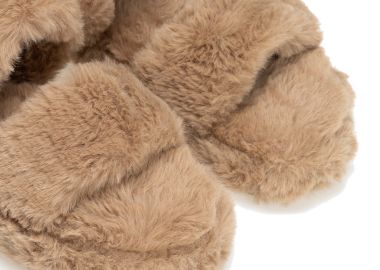 Παντόφλες πούρο γούνινες με διπλή φάσα και λάστιχο ΠΟΥΡΟ - Tsoukalas - 