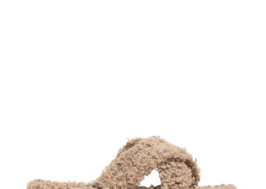 Παντόφλες πούρο γούνινες μπουκλέ χιαστί ΠΟΥΡΟ - Tsoukalas - 