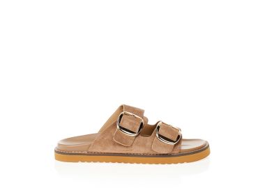 Παντόφλες πούρο σουέτ με χρυσές αγκράφες ΠΟΥΡΟ - Tsoukalas - 