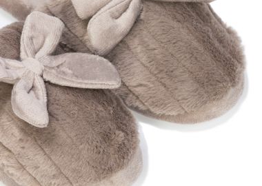 Παντόφλες πούρο σουέτ με φιόγκο ΠΟΥΡΟ - Tsoukalas - 