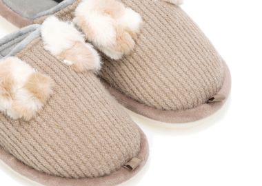 Παντόφλες πούρο υφασμάτινες με φουντίτσες ΠΟΥΡΟ - Tsoukalas - 