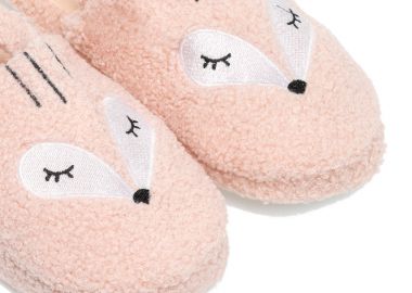 Παντόφλες ροζ γούνα με σχέδιο λαγουδάκι ΡΟΖ - Tsoukalas - 