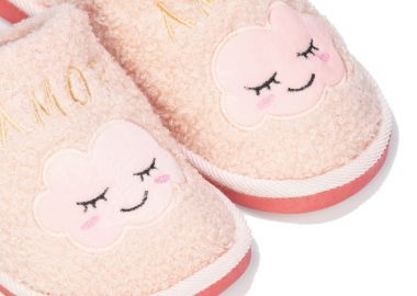 Παντόφλες ροζ γούνα σχέδιο συννεφάκι ΡΟΖ - Tsoukalas - 