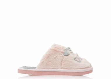 Παντόφλες ροζ γούνινες με γκρι σχέδιο δεινόσαυρος ΡΟΖ - Tsoukalas - 