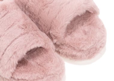 Παντόφλες ροζ γούνινες με λάστιχο ΡΟΖ - Tsoukalas - 