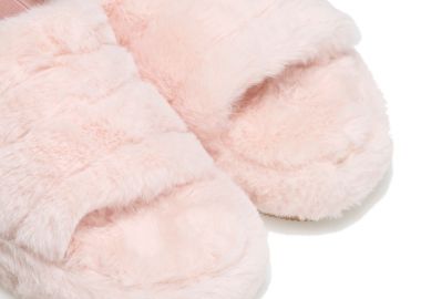 Παντόφλες ροζ γούνινες με λάστιχο ΡΟΖ - Tsoukalas - 