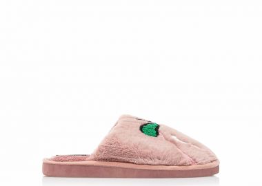 Παντόφλες ροζ γούνινες με σχέδιο αχλάδι ΡΟΖ - Tsoukalas - 