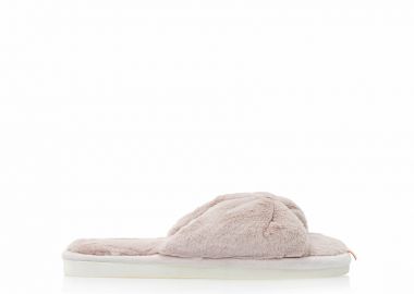 Παντόφλες ροζ γούνινες με σχέδιο φιόγκο ΡΟΖ - Tsoukalas - 