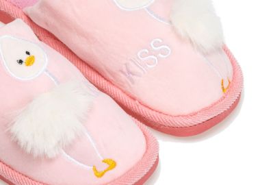 Παντόφλες ροζ γούνινες σχέδιο παπάκι ΡΟΖ - Tsoukalas - 