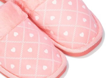 Παντόφλες ροζ σουέτ με καρδούλες ΡΟΖ - Tsoukalas - 