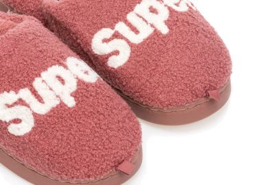 Παντόφλες ροζ σουέτ με letter print σχέδιο supper ΡΟΖ - Tsoukalas - 