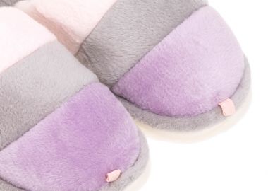 Παντόφλες ροζ σουέτ με πολύχρωμες ρίγες ΡΟΖ - Tsoukalas - 