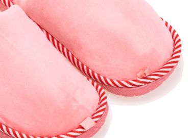 Παντόφλες ροζ σουέτ με ριγέ λεπτομέρειες ΡΟΖ - Tsoukalas - 