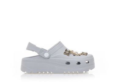 Παντόφλες σαμπό γκρι λάστιχο με χρυσά διακοσμητικά ΓΚΡΙ - Tsoukalas - 