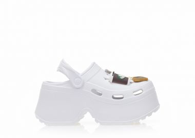 Παντόφλες σαμπό λευκές λάστιχο με ιδιαίτερα διακοσμητικά ΛΕΥΚΟ - Tsoukalas - 