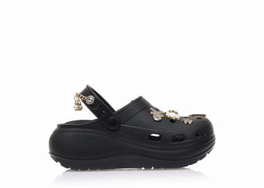 Παντόφλες σαμπό μαύρες λάστιχο με διακοσμητικά και αλυσίδα ΜΑΥΡΟ - Tsoukalas - 