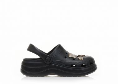 Παντόφλες σαμπό μαύρες λάστιχο με διακοσμητικά ΜΑΥΡΟ - Tsoukalas - 