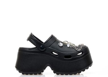 Παντόφλες σαμπό μαύρες λάστιχο με ιδιαίτερα διακοσμητικά ΜΑΥΡΟ - Tsoukalas - 