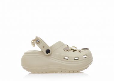 Παντόφλες σαμπό μπεζ λάστιχο με διακοσμητικά και αλυσίδα ΜΠΕΖ - Tsoukalas - 