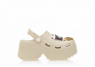 Παντόφλες σαμπό μπεζ λάστιχο με ιδιαίτερα διακοσμητικά ΜΠΕΖ - Tsoukalas - 