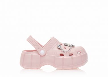 Παντόφλες σαμπό ροζ λάστιχο με διακοσμητικά και στρας ΡΟΖ - Tsoukalas - 