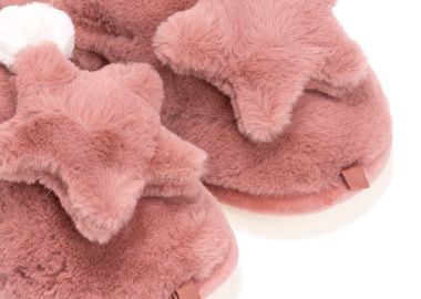 Παντόφλες σάπιο μήλο γούνινες με σχέδιο αστεράκι ΣΑΠΙΟ ΜΗΛΟ - Tsoukalas - 