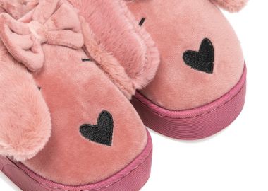 Παντόφλες σάπιο μήλο σουέτ με γούνα σχέδιο σκυλάκι ΣΑΠΙΟ ΜΗΛΟ - Tsoukalas - 