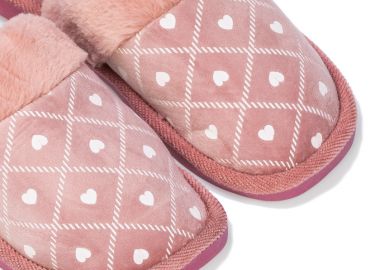 Παντόφλες σάπιο μήλο σουέτ με καρδούλες ΣΑΠΙΟ ΜΗΛΟ - Tsoukalas - 