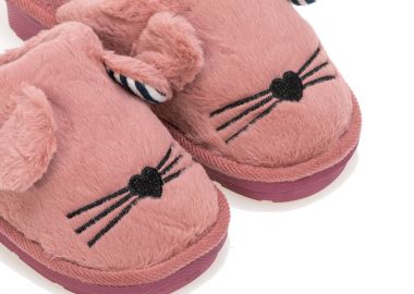 Παντόφλες σάπιο μήλο σουέτ με σχέδιο γατάκι ΣΑΠΙΟ ΜΗΛΟ - Tsoukalas - 