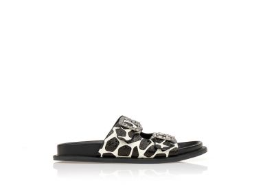 Παντόφλες TSOUKALAS animal print με αγκράφες και στρας ΖΕΒΡΑ - Tsoukalas - 