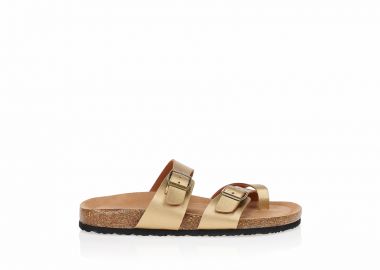 Παντόφλες TSOUKALAS χρυσές με λουράκια και σχέδιο δαχτυλίδι ΧΡΥΣΟ - Tsoukalas - 