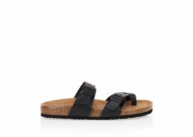 Παντόφλες TSOUKALAS μαύρες με λουράκια και σχέδιο δαχτυλίδι ΜΑΥΡΟ - Tsoukalas - 