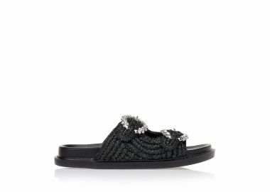 Παντόφλες TSOUKALAS ψάθινες ΜΑΥΡΟ - Tsoukalas - 