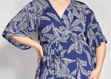 Parabita γυναικεία μπλούζα κρουαζέ με floral print - 012610100448 Μπλε - PARABITA - 
