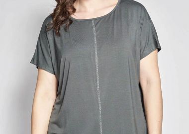 Parabita γυναικεία μπλούζα μονόχρωμη με contrast ραφή - 012610100224 Χακί - PARABITA - 