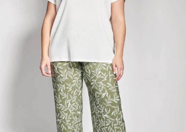 Parabita γυναικεία παντελόνα με floral print - 012610200106 Χακί - PARABITA - 
