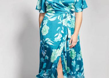Parabita γυναικείο midi φόρεμα με floral print - 012610600603 Πετρόλ - PARABITA - 