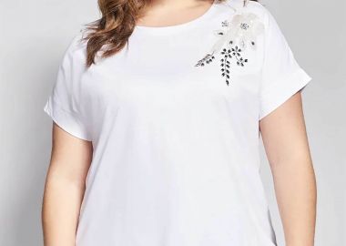 Parabita γυναικείο T-shirt με στρας - 012610109779 Λευκό - PARABITA - 