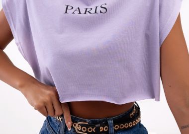 PARIS LILA CROP T-SHIRT - fashionroom - 