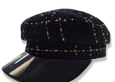 parisian tweed vinyl καπέλο Gatsby black & gold - PerfectDress.gr - 
