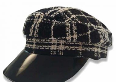 parisian tweed vinyl καπέλο Gatsby black & white - PerfectDress.gr - 