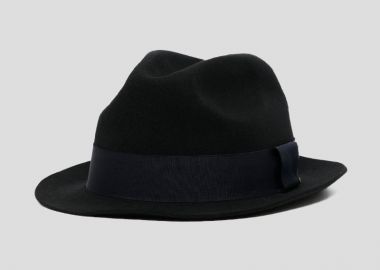 PAUL SMITH Ανδρικό Μπλε Wool Felt Fedora Hat With Stripe Trim - PAUL SMITH - 