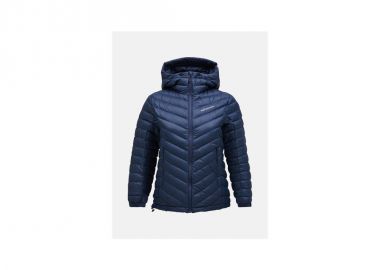 Peak Performance W Frost Down Hood Jacket Navy Blue - Peak Performance - 