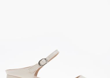 Πέδιλα - mules σε καρέ γραμμή με χοντρό τακούνι - Μπεζ - Issue - 